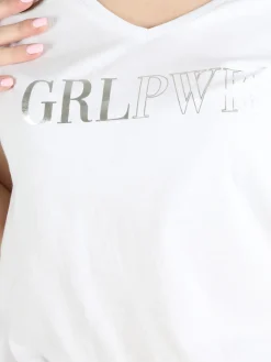 The People Rep T-shirt donna in cotone con scollo a V e stampa scritta