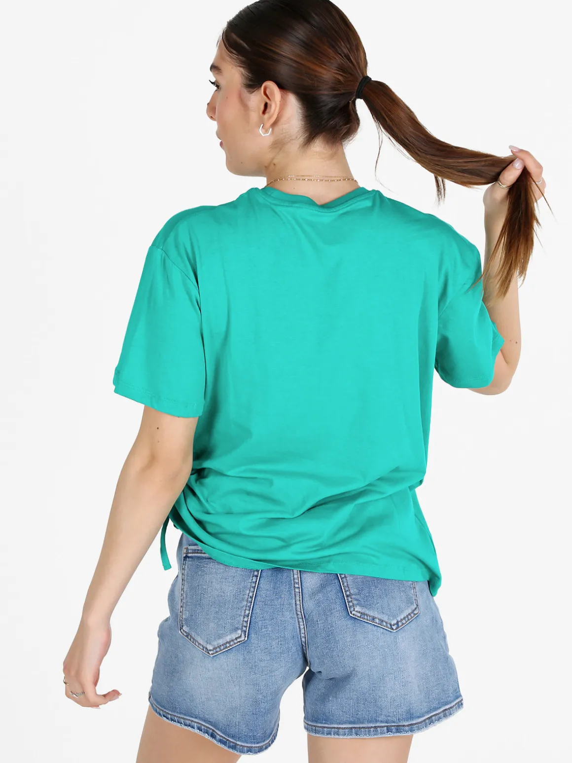 The People Rep T-shirt donna in cotone con arricciatura laterale