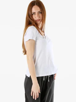 The People Rep T-shirt donna in cotone con scollo a V - bianco