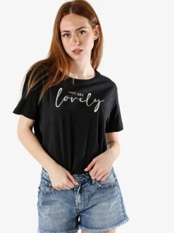 The People Rep T-shirt donna in cotone con stampa - nero
