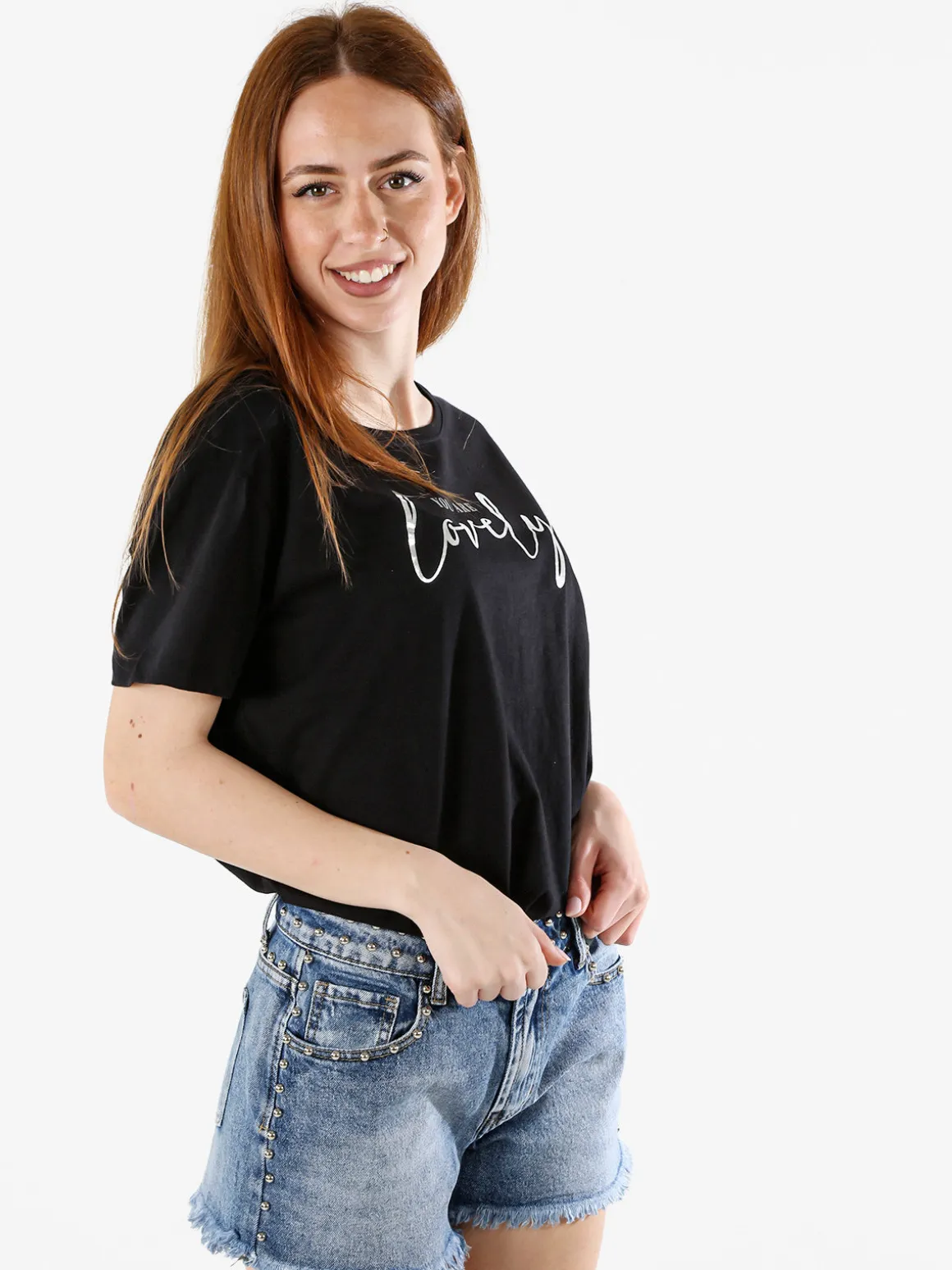 The People Rep T-shirt donna in cotone con stampa - nero