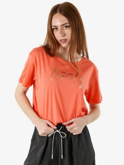 The People Rep T-shirt donna in cotone con stampa - arancione