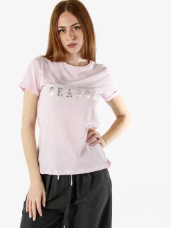 The People Rep T-shirt donna in cotone con scritta di strass e pietre - nero