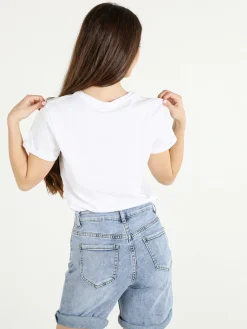 The People Rep T-shirt donna in cotone con scollo a V e stampa scritta
