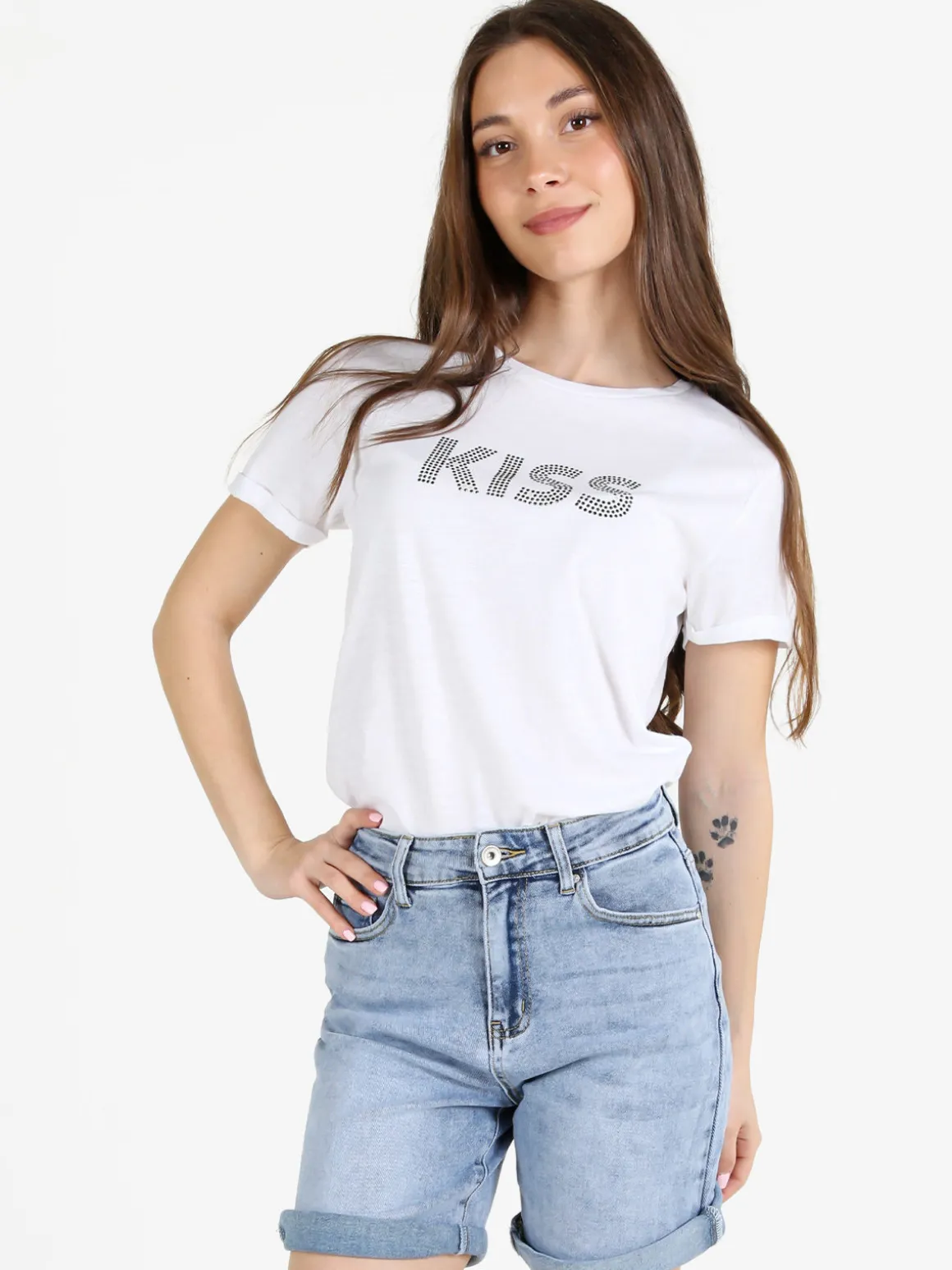 The People Rep T-shirt donna in cotone con scollo a V e stampa scritta