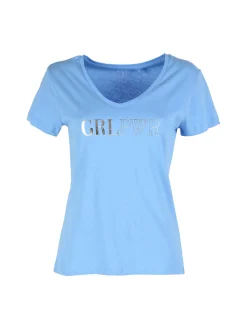 The People Rep T-shirt donna in cotone con scollo a V e stampa scritta