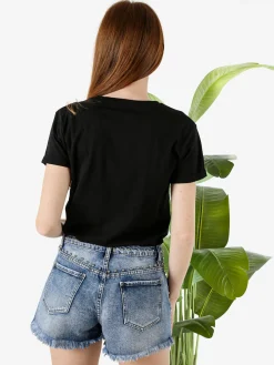 The People Rep T-shirt donna in cotone con stampa - nero