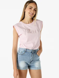 The People Rep T-shirt donna in cotone con ricamo - rosa