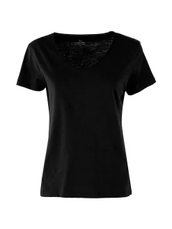 The People Rep T-shirt donna in cotone con scollo a V - nero