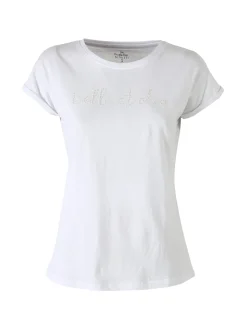 The People Rep T-shirt girocollo da donna in cotone con perline - bianco