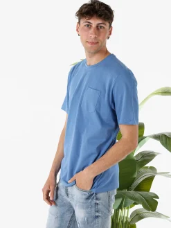 The People Rep T-shirt in cotone da uomo con taschino frontale - blu
