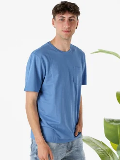 The People Rep T-shirt in cotone da uomo con taschino frontale - blu
