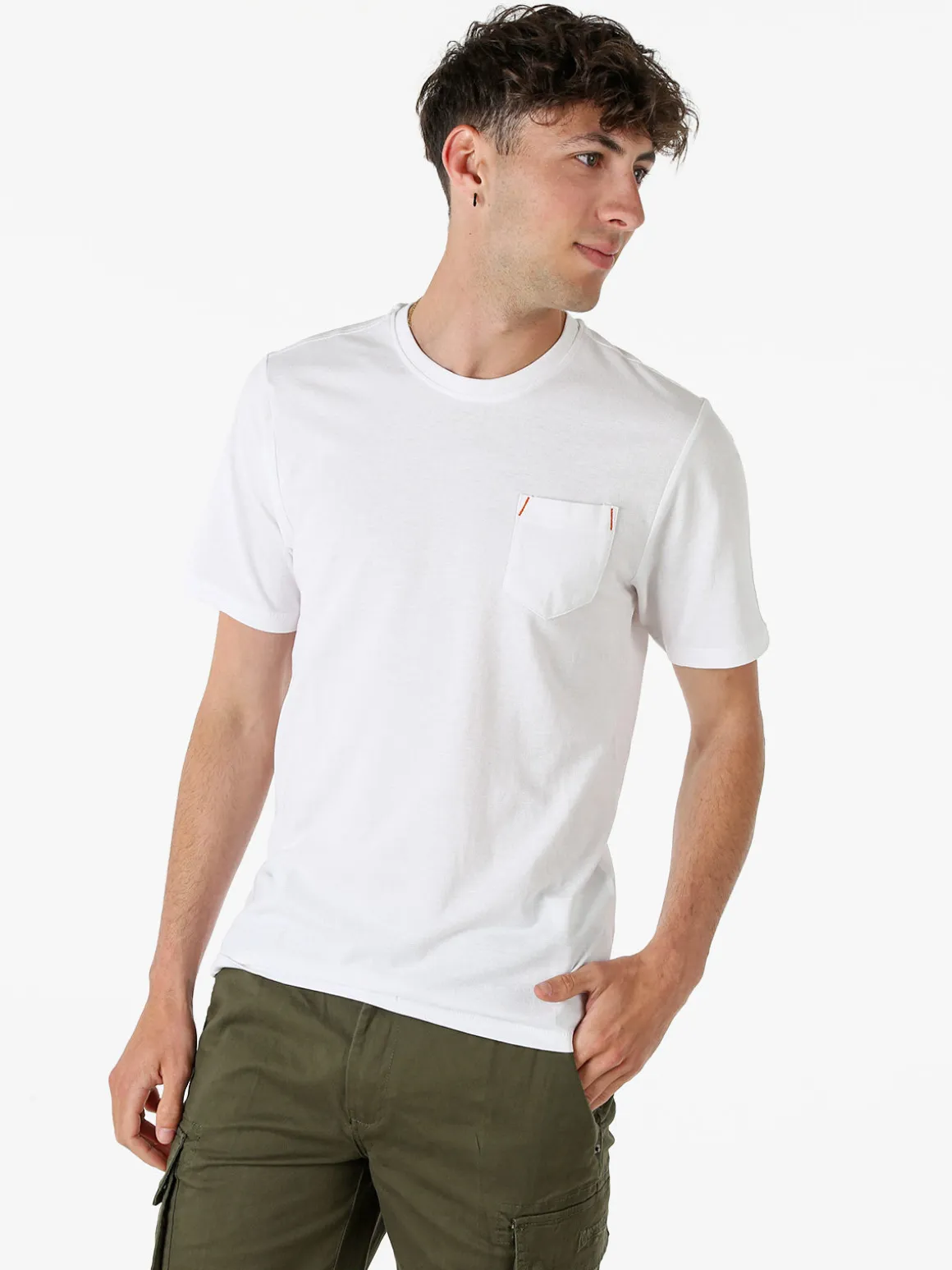 The People Rep T-shirt in cotone da uomo con taschino frontale - bianco