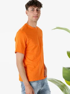 The People Rep T-shirt in cotone da uomo con taschino - arancione