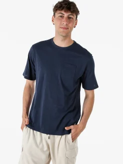 The People Rep T-shirt in cotone da uomo con taschino - blu scuro