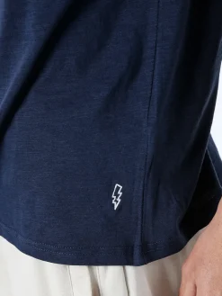 The People Rep T-shirt in cotone da uomo con taschino - blu scuro