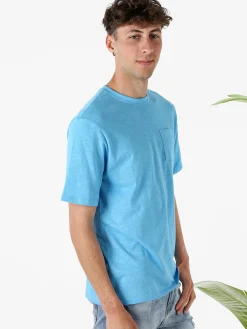 The People Rep T-shirt in cotone da uomo con taschino - turchese
