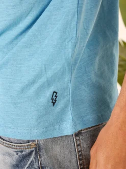 The People Rep T-shirt in cotone da uomo con taschino - turchese