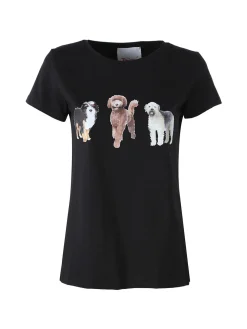 Timiami Collection T-shirt donna in cotone con stampa cani - nero