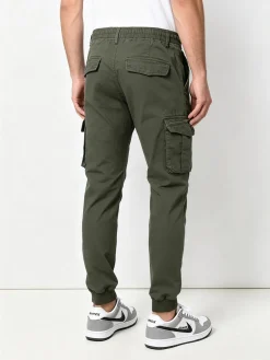 Tmk Pantaloni cargo da uomo in cotone con polsini - militare
