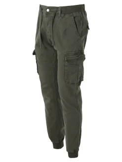 Tmk Pantaloni cargo da uomo in cotone con polsini - militare