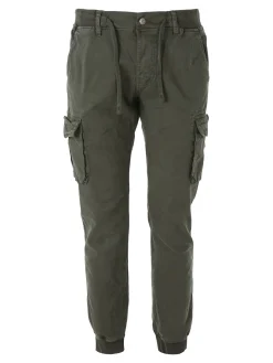 Tmk Pantaloni cargo da uomo in cotone con polsini - militare