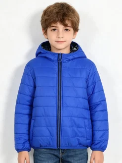 Top Style Giubbino 100 grammi da bambino reversibile con cappuccio e zip - blu