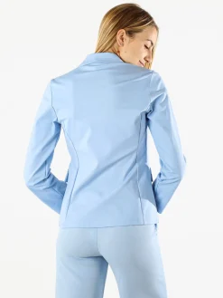 Top Trendy Blazer donna mono bottone - azzurro
