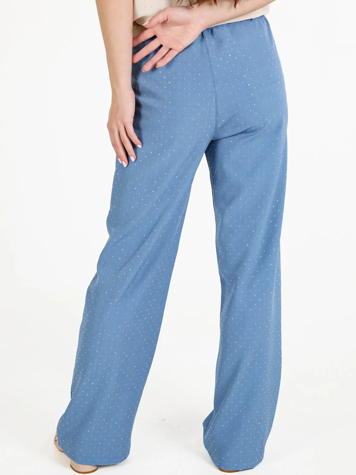 Top Trendy Pantaloni donna a gamba larga con strass