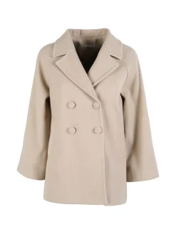 Trasparenze Cappotto corto da donna a doppiopetto con bottoni - beige