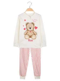 Trudi Pigiama lungo da bambina in cotone - panna