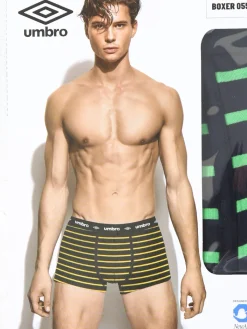 Umbro Boxer da uomo rigati in cotone elasticizzato - giallo