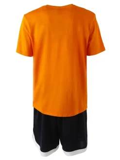 Umbro Completo corto da uomo con logo t-shirt in cotone e bermuda sportivi - arancione