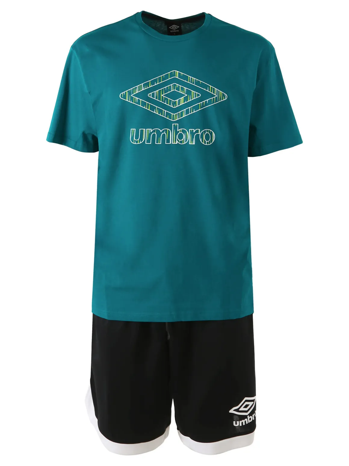 Umbro Completo corto da uomo con t-shirt in cotone e bermuda sportivo - nero