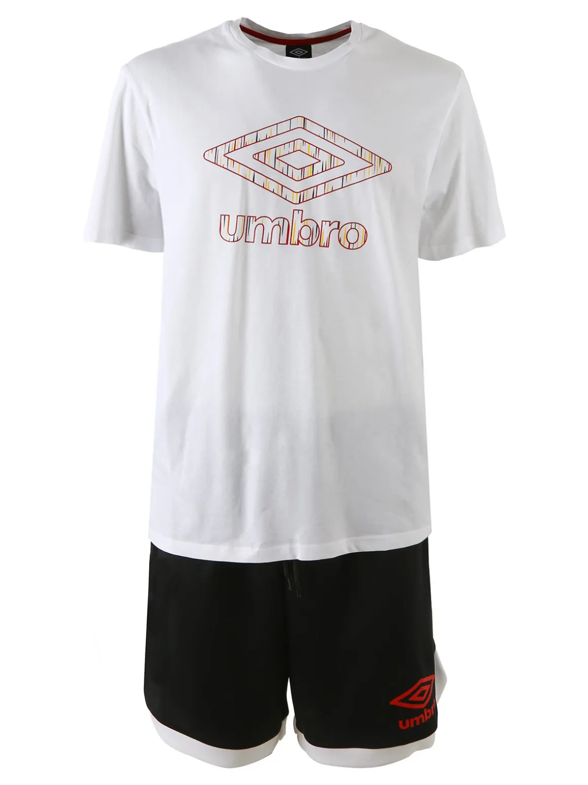 Umbro Completo corto da uomo con logo t-shirt in cotone e bermuda sportivi - bianco