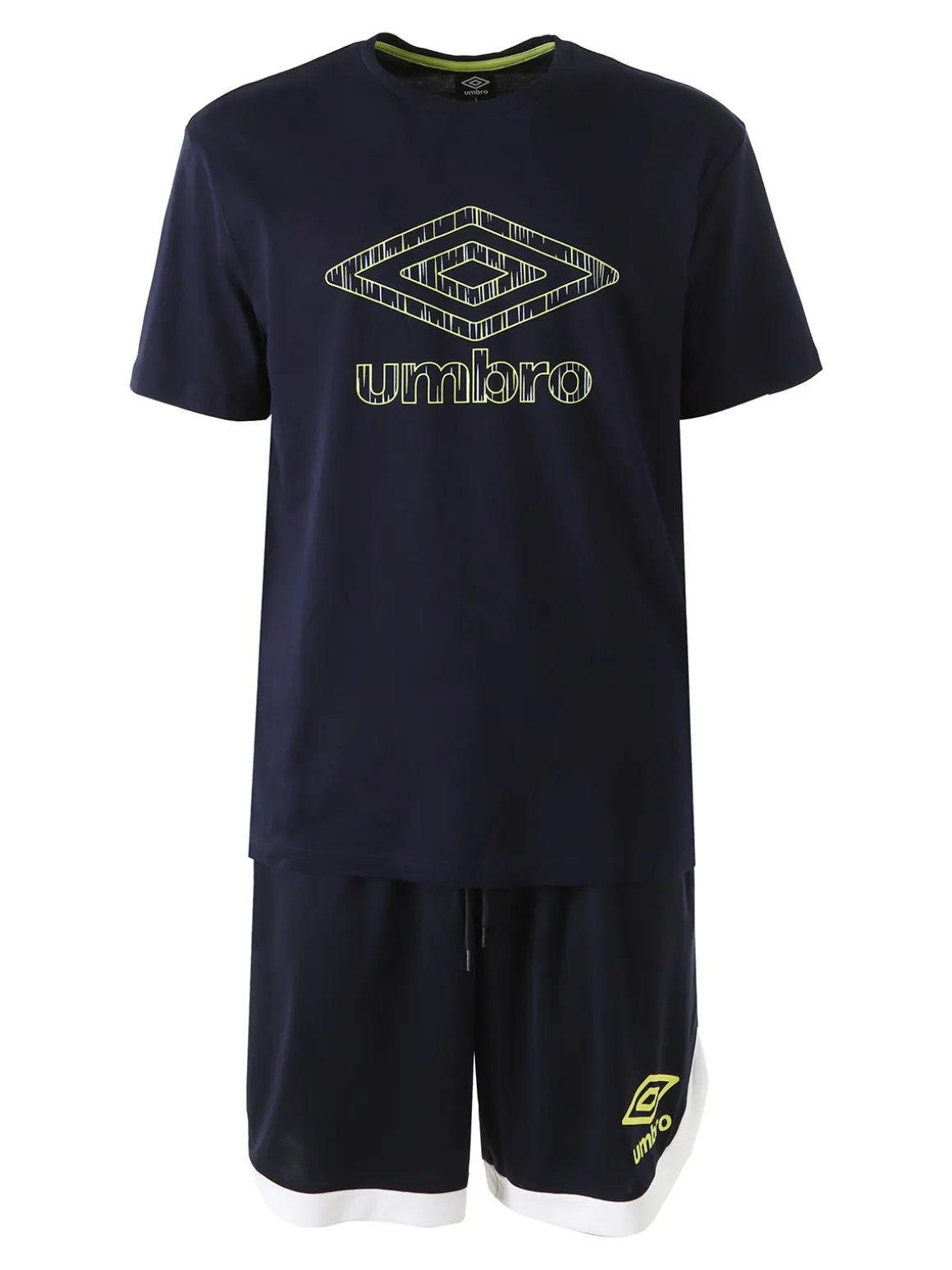 Umbro Completo corto da uomo con logo t-shirt in cotone e bermuda sportivi - blu scuro