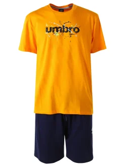Umbro Completo corto sportivo da uomo in cotone con t-shirt e bermuda - arancione