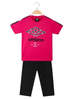 Umbro Completo 2 pezzi in cotone da ragazza con t-shirt e leggins