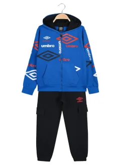 Umbro Completo tuta cargo 2 pezzi da bambino con cappuccio e zip - blu