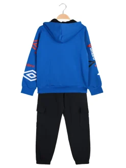 Umbro Completo tuta cargo 2 pezzi da bambino con cappuccio e zip - blu