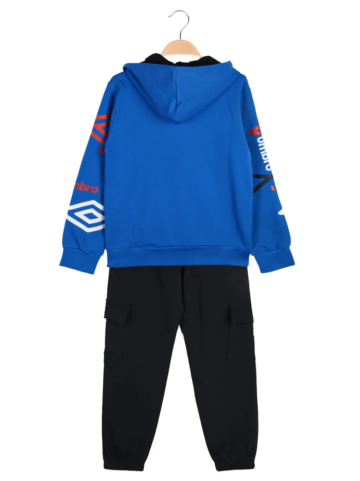 Umbro Completo tuta cargo 2 pezzi da bambino con cappuccio e zip - blu