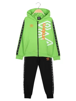 Umbro Completo tuta da bambino 2 pezzi full zip con cappuccio e logo - verde chiaro