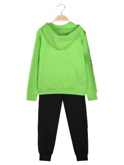 Umbro Completo tuta da bambino 2 pezzi full zip con cappuccio e logo - verde chiaro