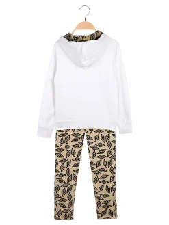 Umbro Completo tuta da ragazza con cappuccio e leggings con logo - bianco