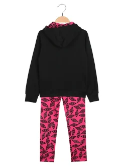 Umbro Completo tuta da ragazza con cappuccio e leggings con logo - nero