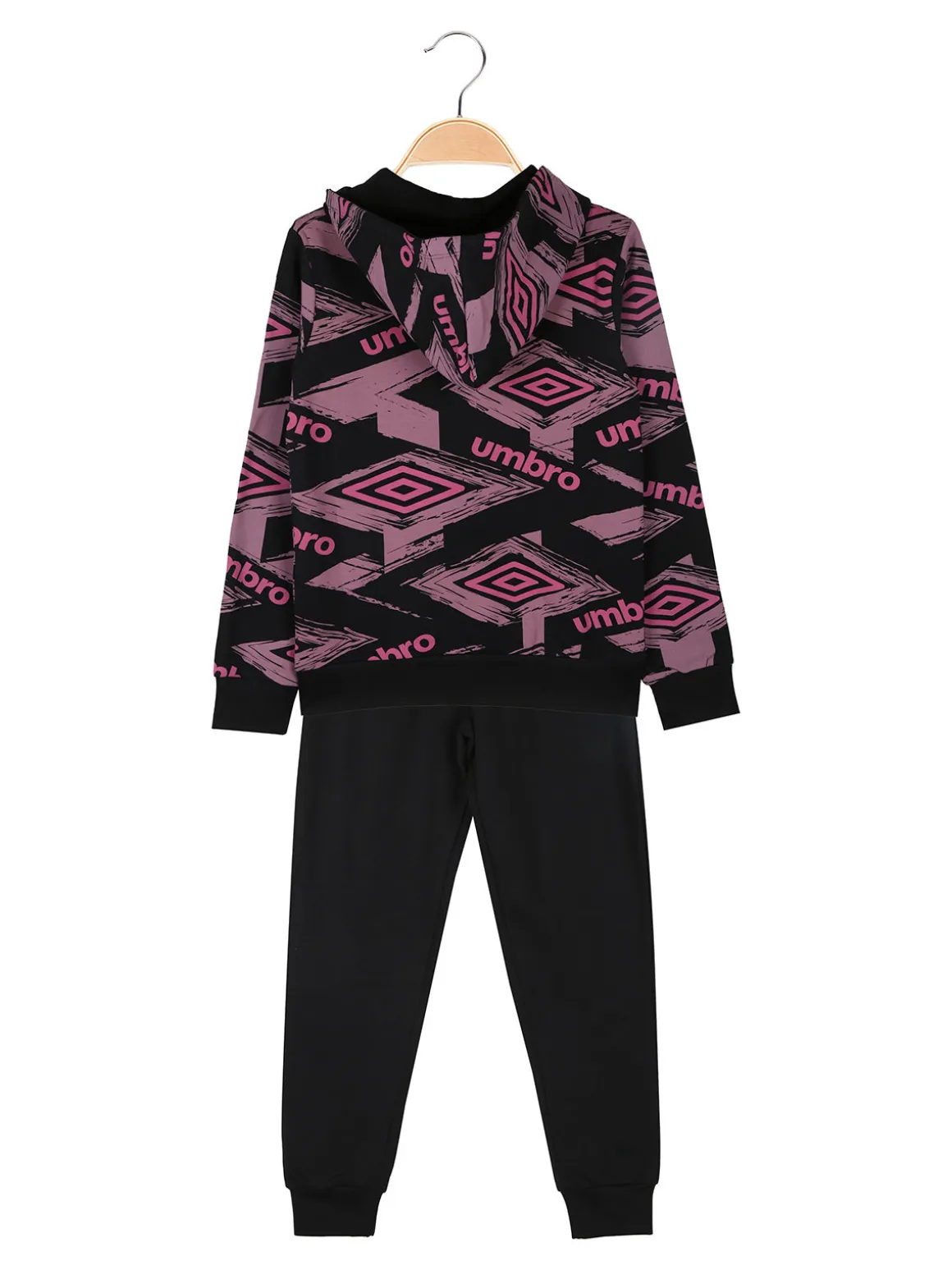 Umbro Completo tuta da ragazza 2 pezzi con cappuccio e interno felpato - porpora