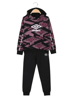 Umbro Completo tuta da ragazza 2 pezzi con cappuccio e interno felpato - porpora