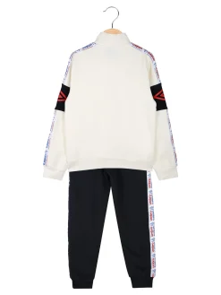 Umbro Completo tuta da ragazzo 2 pezzi con zip e interno felpato - panna