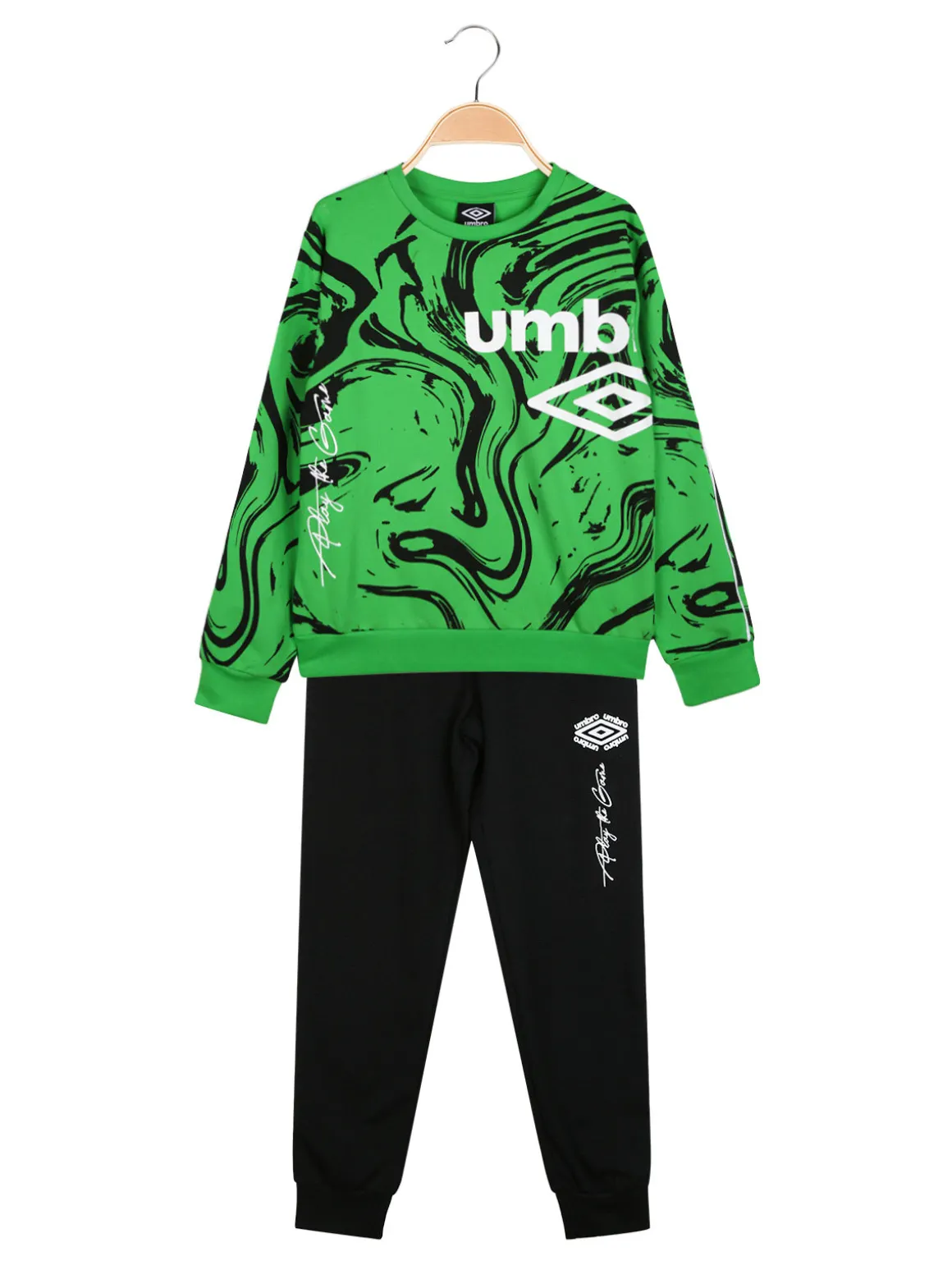 Umbro Completo tuta da ragazzo girocollo in cotone con logo - verde