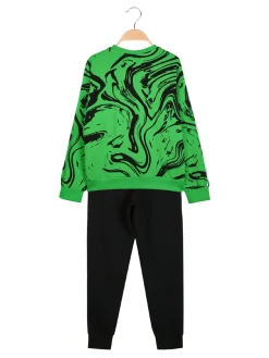 Umbro Completo tuta da ragazzo girocollo in cotone con logo - verde